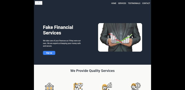 Screenshot of the Fake Financial Website