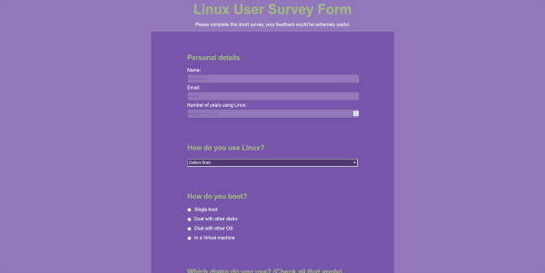 Photo of a Survey Form web page